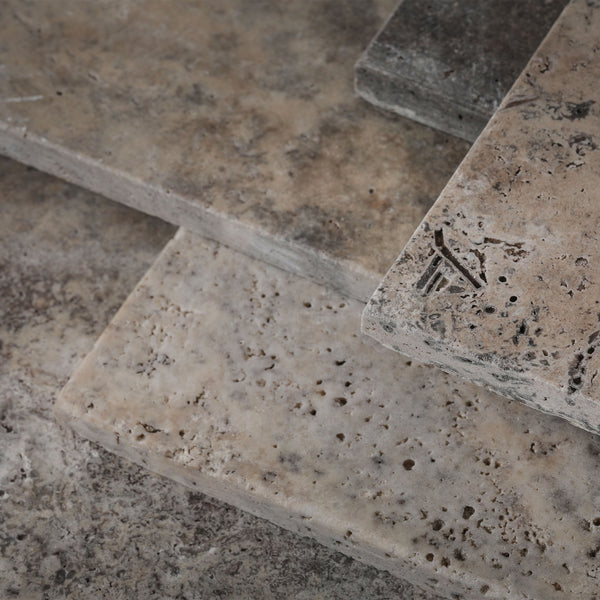 Silver Travertine Tumbled French Pattern